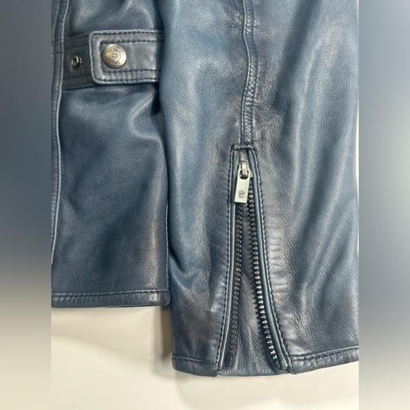 Massimo Dutti Genuine Leather Jacket Men’s L Navy Blue Euro Tailored Classic - Picture 4 of 16